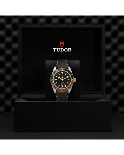 Tudor Black Bay GMT S&G 41 mm steel case, Brown leather strap (watches)